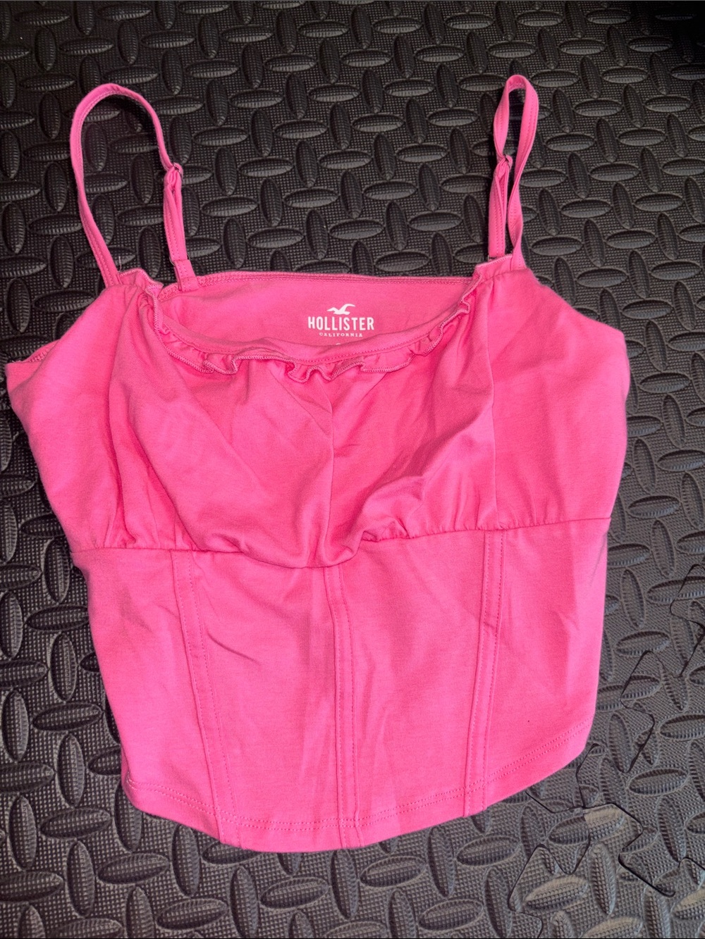 Hollister Hot Pink Ruffle-Trim Camisole faux Bustier